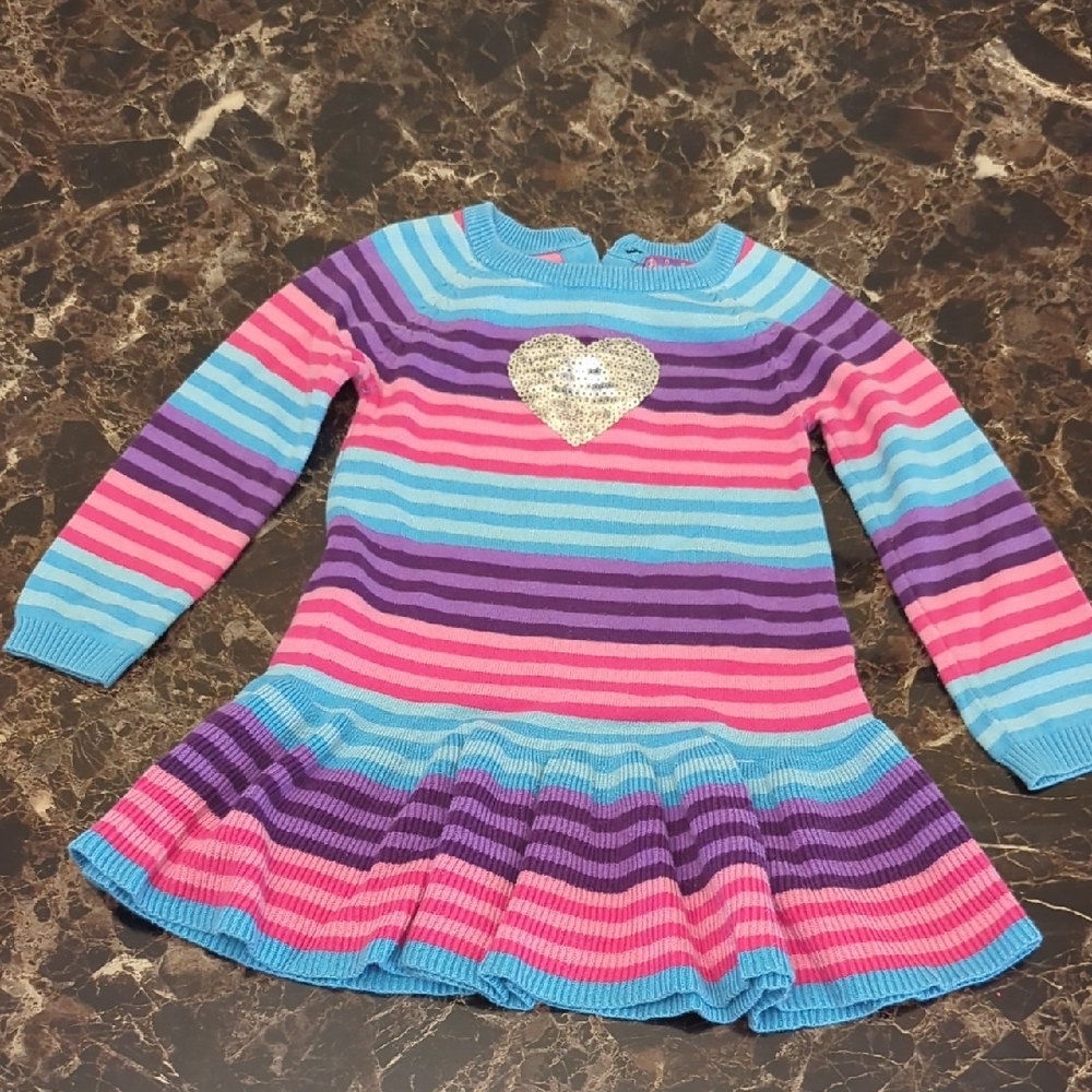 Colorful Striped Kids Sweater Dress